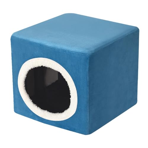 Baoblaze Katzenhaus, Katzenbett für Hauskatzen, interaktives Versteck, Katzenhocker, überdachtes Katzenbett, Höhle für Haustierbedarf, Schlafplatz für Kätzchen, Blau von Baoblaze