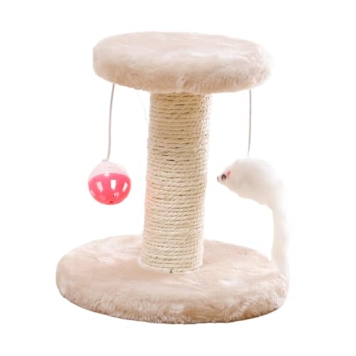 Baoblaze Katzenkratzbaum, Katzenpfosten mit Ballspielzeug, interaktives süßes Katzenkratzbrett, Kletterbaum, Kratzbaum mit Spielzeug, Beige von Baoblaze