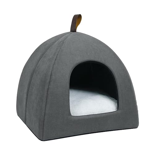 Baoblaze Katzennestbett, kleines Hundezelt, atmungsaktiv, rutschfest, warm, Höhle, weiches Haustierzelt, Höhlenbett, Katzenschlafbett für kleine Hunde, Grau S von Baoblaze