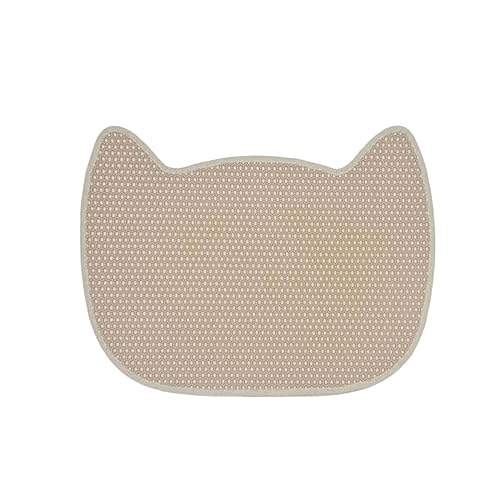 Baoblaze Katzenstreu-Matte, doppelschichtig, waschbarer Katzenstreu-Auffangbehälter, tragbarer, Abnehmbarer, Leichter, großer Katzenstreu-Teppich, Beige von Baoblaze