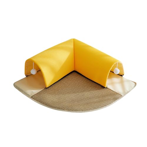 Baoblaze Katzentunnel- und Bettspielzeug-Set mit Spielzeugball, maschinenwaschbar, für Kätzchen, Welpen, Kaninchen, Frettchen, Katzen-Aktivitätszentrum für, gelb 60cm von Baoblaze