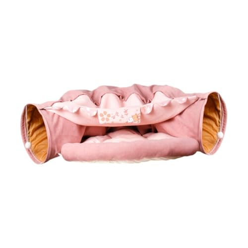 Baoblaze Katzentunnelbett, Katzenbett, Versteck mit Abnehmbarer Matte, weiche Spielhütte mit Spielspielzeug 2 in 1 für kleine, mittelgroße und große Katzen, ROSA von Baoblaze