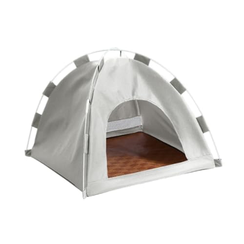 Baoblaze Katzenzeltbett, halbgeschlossen, leicht, Sommer-Haustierzubehör, Hundehütte, Hunde-Tipi für Welpen, Indoor-Katzen, Strand, Camping, GRAU von Baoblaze