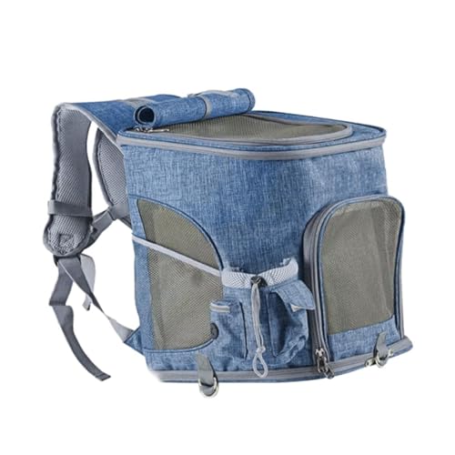 Baoblaze Mesh Haustiere Rucksack Katzenträger Schultergurt Bequeme Katzen -Rucksack -Reisetasche für Camping -Gehen kleine Katzen und Hunde, Blau von Baoblaze