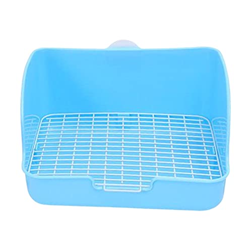 Baoblaze Mittelgroße Kaninchentoilette mit Gitter Pet Pan Töpfchen Toilettentrainer für Frettchen Chinchilla Kleintiere Hamsterkäfig Zubehör, Blau von Baoblaze