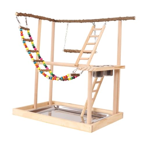 Baoblaze Papageien-Spielplatz, Papageien-Spielständer mit Leiter, Sittich-Vogel-Spielständer, Holzbarsch-Gym-Laufstall für Sittiche, Sittiche, Nymphensittiche von Baoblaze