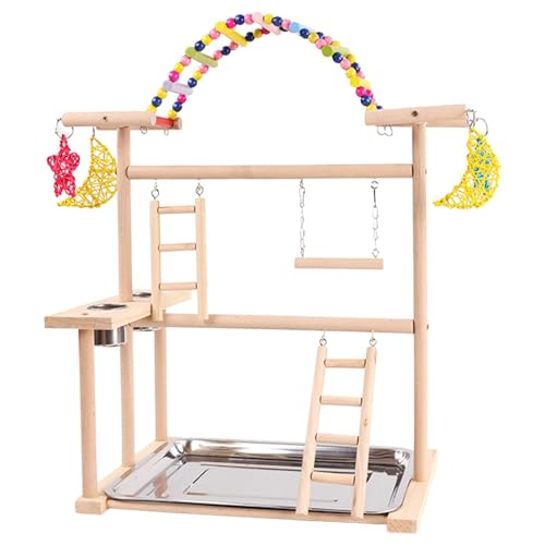 Baoblaze Papageien-Spielständer, Papageien-Spielplatz, Übungsspielzeug, Vogel-Fitnessstudio, Holz-Sitzstange für kleine Sittiche, Wellensittiche, kleine Vögel, von Baoblaze