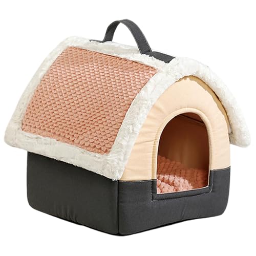 Baoblaze Tragbares Hundehaus, Katzenbett, Haustierzubehör, gemütlicher Zwinger mit Griff, abnehmbare warme Haustierhöhle, Haustierzelt, Höhlenbett für Hunde, Pink Roof S von Baoblaze