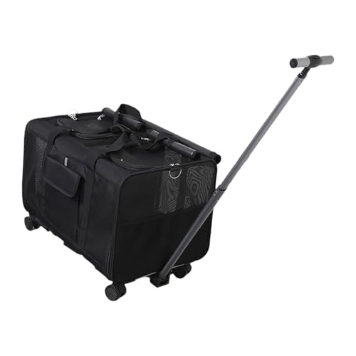 Baoblaze Transportbox für Hunde und Katzen mit Rädern, rollende Welpentrage, abnehmbare Transportbox für Haustiere auf Rädern, zusammenklappbare Reisetasche, Schwarz von Baoblaze