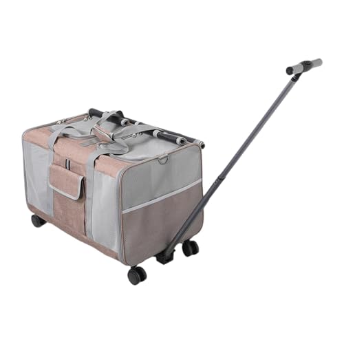 Baoblaze Transportbox für Hunde und Katzen mit Rädern, rollende Welpentrage, abnehmbare Transportbox für Haustiere auf Rädern, zusammenklappbare Reisetasche, Khaki von Baoblaze