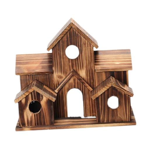 Baoblaze Vogelhaus aus Holz, Vogelkäfig, Gartendekoration, rustikale hängende Vogelhütte, Nest, hängende Vogelfutterstation für den Freien von Baoblaze