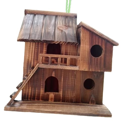 Baoblaze Vogelhaus für draußen, hängendes Vogelhaus, rustikal, kreativ, Miniatur-Vogelhaus, Dekor, kreativer Vogelschutz für den Hinterhof im Freien, L von Baoblaze