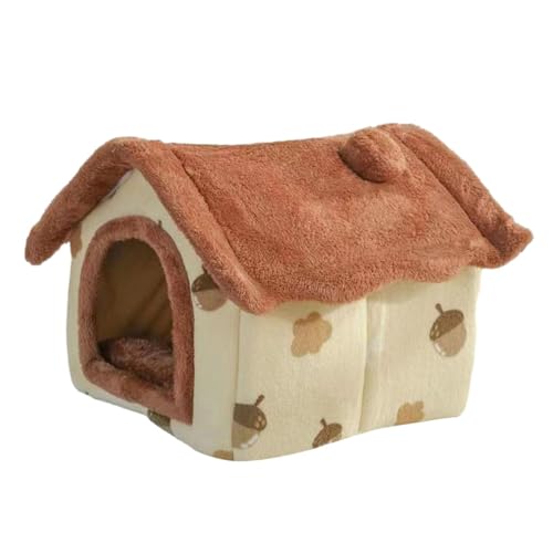 Baoblaze Warmes Haus für Kätzchen und Katzen, Katzenhöhlenbett, weiches Katzenzelthaus für den Innenbereich, warmes Hundebett für den Welpenboden im Winter, braun M von Baoblaze