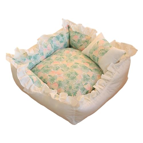 Baoblaze Warmes Hundebett, Haustierkissen, Bett, weiches Welpenbett für den Innenbereich, Haustier-Schlafmatratze für Herbst und Winter, kleines Haustier, Cream Strawberry L von Baoblaze