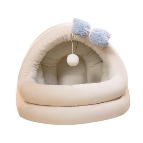 Baoblaze Warmes Katzenbett für den Winter, halbgeschlossenes Katzennest mit Spielball, rutschfestes universelles Schmetterlingsdesign, süße Katzenbetthöhle, S von Baoblaze