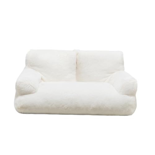 Baoblaze Waschbares Katzenbett, Flauschige Katzencouch, Bequeme Haustiercouch für alle Jahreszeiten, Haustiersofabett für kleine Hunde, Welpen, Kätzchen, White M von Baoblaze