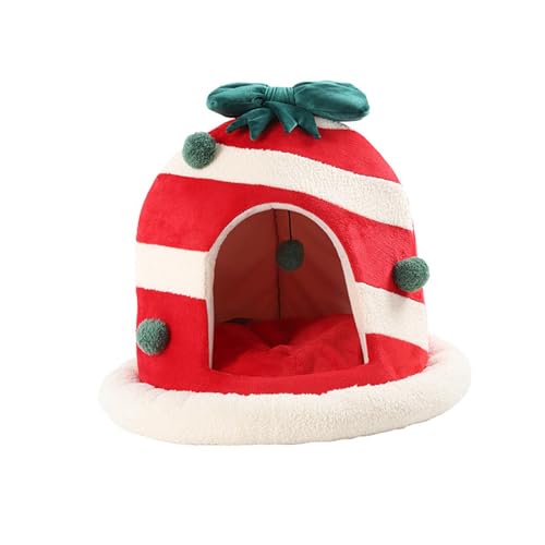 Baoblaze Weihnachts-Katzenbetten, schönes Katzennest, gemütlich, bequem, Cartoon-Weihnachtskatzenschlafbetten, Katzenbetthaus für Katzen und kleine Hunde von Baoblaze