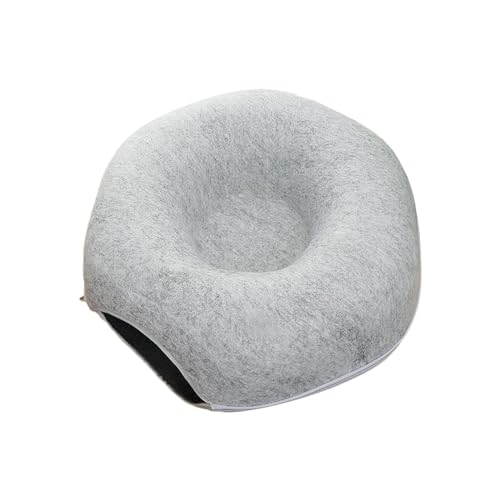 Baoblaze Katzentunnelbett, Katzen-Donut-Tunnel, halbgeschlossen, Premium-Hauskatzen mit Reißverschlussnest, abnehmbares, kratzfestes Katzenhaus, Hellgrau 60cm von Baoblaze