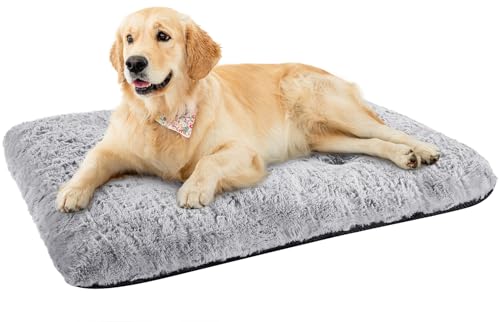 Baodan Hundebett Grosse Hunde, 90x65 cm Waschbar Katzenbett Flauschig, Hundekissen Hundematte in Grau mit Rutschfestem Unterseite Dog Bed von Baodan