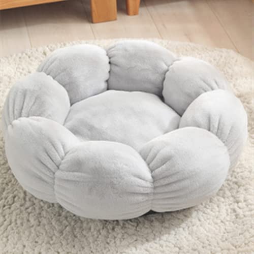 Baodaner Katzenbett mit Blumen, warmes Haustierbett für Katzen, flauschiges Plüsch, waschbar, niedliche Bettmatte, weiche Plüsch-Polsterung, Kissen für Katzen und Kätzchen (40 cm, grau) von Baodaner