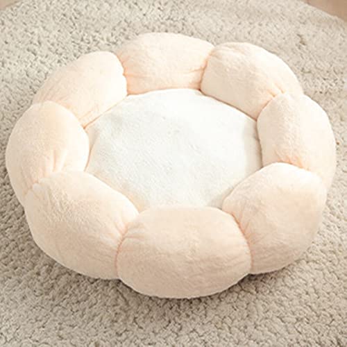 Baodaner Katzenbett mit Blumen, warmes Haustierbett für Katzen, flauschiges Plüsch, waschbar, niedliche Bettmatte, weiche Plüsch-Polsterung, Kissen für Katzen und Kätzchen (40 cm, rosa) von Baodaner