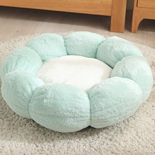 Baodaner Katzenbett mit Blumen, warmes Haustierbett für Katzen, flauschiges Plüsch, waschbar, niedliche Bettmatte, weiche Plüsch-Polsterung, Kissen für Katzen und Kätzchen (55 cm, grün) von Baodaner