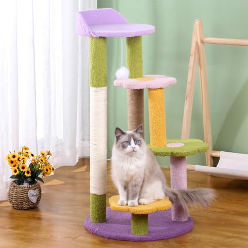 Katzenhaus, 88 cm, Kratzbaum für Hauskatzen, Kätzchenturm, Aktivitätszentrum mit 4 Ebenen, Haustiermöbel, Sisal-Kratzbaum, Plüsch-Sitzstangen, hängender Ball von Baodiale