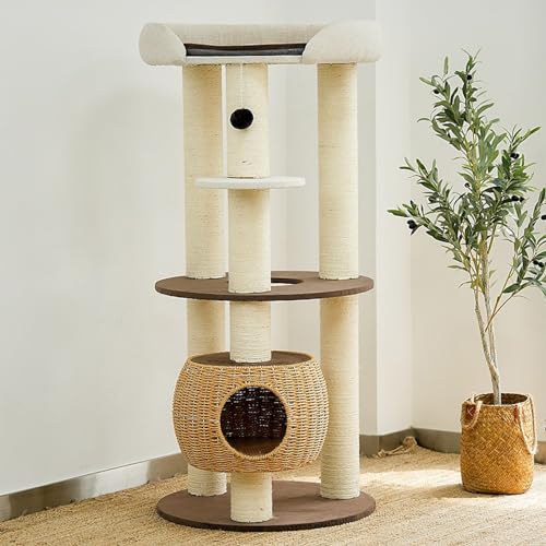 Katzenhaus, Katzenbaumturm, Katzenkratzbaum für Hauskatzen, mit supergemütlicher Sitzstange und interaktivem baumelnden Ball, ideal für Kätzchen und Katzen von Baodiale