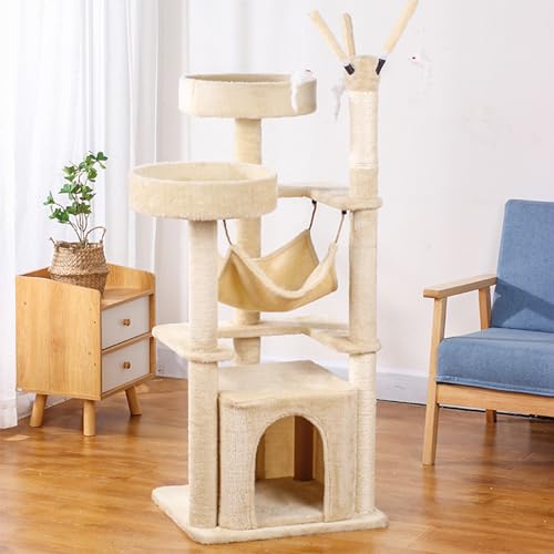 Katzenhaus, Kratzbaum und -betten, Kleiner Katzenbaum für Hauskatzen, Katzenhängematte, 3-stöckiger Katzenbaum mit Sitzstange Oben für Kätzchen und große Erwachsene Katzen von Baodiale