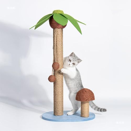 Katzenhaus-Kratzbaum, 80 cm (31,5 Zoll) Katzenbaum mit Spielball, Katzenkratzbaum aus Kokospalme für den Innenbereich, Katzenkratzbaum mit künstlichen Blättern für Kätzchen und Katzen von Baodiale