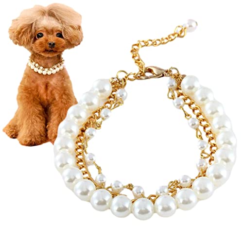 Baogao Halsband für kleine Hunde Mädchen | Luxus Perlen Katze Hund Halskette Halsband | Haustier-Halsketten-Schmuck für kleine Hunde, Mädchen, Welpen, Katzen, Halsband, Kostümzubehör von Baogao