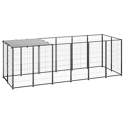 BaraSh Hundezwinger Schwarz 330x110x110 cm Stahl Gartenzaun Zaun FüR Hunde Freigehege Kleintierzaun Outdoor Hundegitter Garten Haustier Zaun Garten von BaraSh