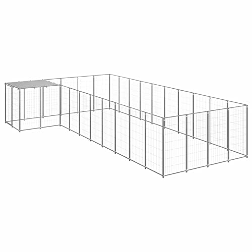 BaraSh Hundezwinger Silbern 13,31 m² Stahl Gartenzaun Zaun FüR Hunde Freigehege Kleintierzaun Outdoor Hundegitter Garten Haustier Zaun Garten von BaraSh