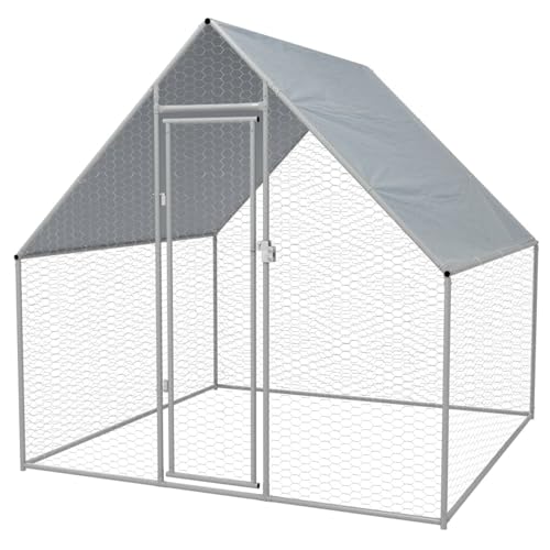 BaraSh Outdoor-Hühnerkäfig 2x2x1,92 m Verzinkter Stahl Freilaufgehege HüHner Chicken Coop Door HüHner Stall HüHnerkäFig von BaraSh