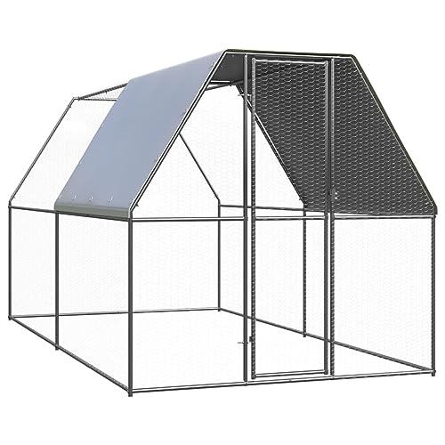 BaraSh Outdoor-Hühnerkäfig 2x4x2 m Verzinkter Stahl Freilaufgehege HüHner Chicken Coop Door HüHner Stall HüHnerkäFig von BaraSh