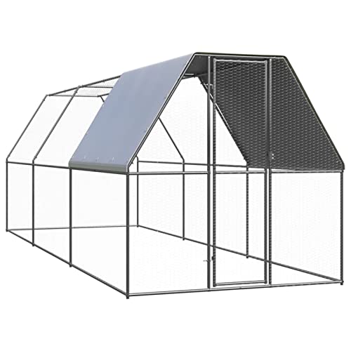 BaraSh Outdoor-Hühnerkäfig 2x6x2 m Verzinkter Stahl Freilaufgehege HüHner Chicken Coop Door HüHner Stall HüHnerkäFig von BaraSh