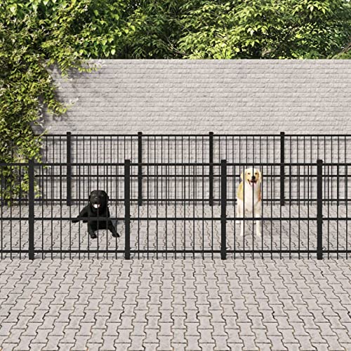 BaraSh Outdoor-Hundezwinger Dog House Outdoor Pet Comfort Katzengehege Hundeauslauf DraußEn Tiergehege Stahl 14,11 m² von BaraSh