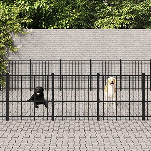 BaraSh Outdoor-Hundezwinger Dog House Outdoor Pet Comfort Katzengehege Hundeauslauf DraußEn Tiergehege Stahl 37,64 m² 3124632 von BaraSh