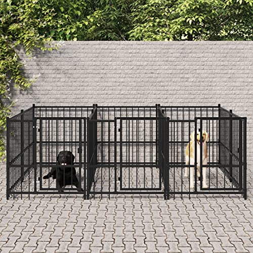 BaraSh Outdoor-Hundezwinger Dog House Outdoor Pet Comfort Katzengehege Hundeauslauf DraußEn Tiergehege Stahl 5,63 m² von BaraSh