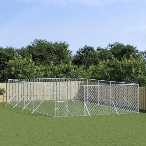 BaraSh Outdoor-Hundezwinger Silbern 6x10x2 m Verzinkter Stahl Hundehaus HundekäFig Hundezwinger Outdoor HundehüTten FüR DraußEn von BaraSh