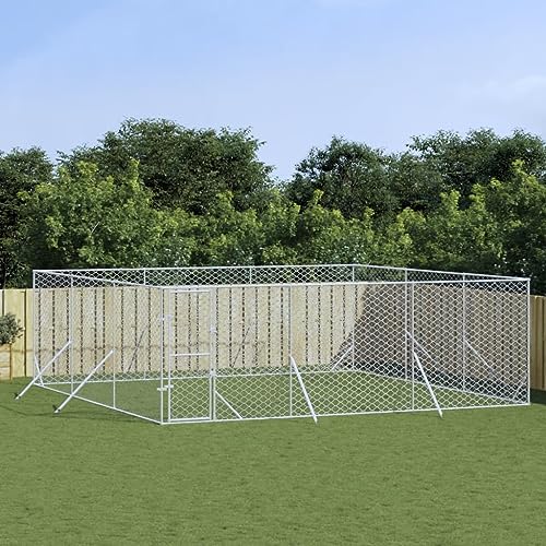 BaraSh Outdoor-Hundezwinger Silbern 6x6x2 m Verzinkter Stahl Hundehaus HundekäFig Hundezwinger Outdoor HundehüTten FüR DraußEn von BaraSh