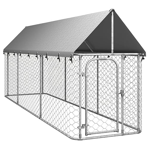 BaraSh Outdoor-Hundezwinger mit Dach 400x100x150 cm Gartenzaun Zaun FüR Hunde Freigehege Kleintierzaun Outdoor Hundegitter Garten Haustier Zaun Garten von BaraSh