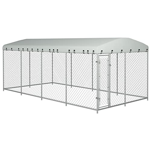 BaraSh Outdoor-Hundezwinger mit Überdachung EisenkäFig FüR Hunde Outdoor Hundezwinger HaustierkäFig Hundevilla 8x4x2,3 m von BaraSh