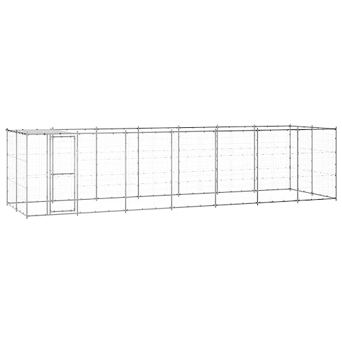 BaraSh Outdoor-Hundezwinger mit Überdachung EisenkäFig FüR Hunde Outdoor Hundezwinger HaustierkäFig Hundevilla Verzinkter Stahl 16,94 m² 3082305 von BaraSh