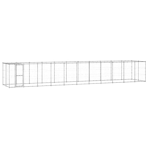 BaraSh Outdoor-Hundezwinger mit Überdachung EisenkäFig FüR Hunde Outdoor Hundezwinger HaustierkäFig Hundevilla Verzinkter Stahl 26,62 m² von BaraSh