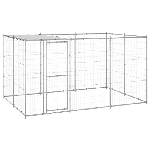 BaraSh Outdoor-Hundezwinger mit Überdachung Verzinkter Stahl 7,26 m² HundehüTte Outdoor GroßE Hunde Freigehege GeflüGelstäLle Gehege FüR Kleintiere von BaraSh