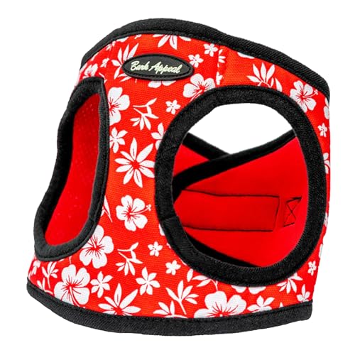 Bark Appeal Red Hibiscus Solid Step-in Hundegeschirr für kleine bis mittelgroße Haustiere – Weiches Mesh Weste Geschirr für Hunde & Welpen – Anti-Würgen mit verstellbarem Gurt & robustem Clip – Groß von Bark Appeal