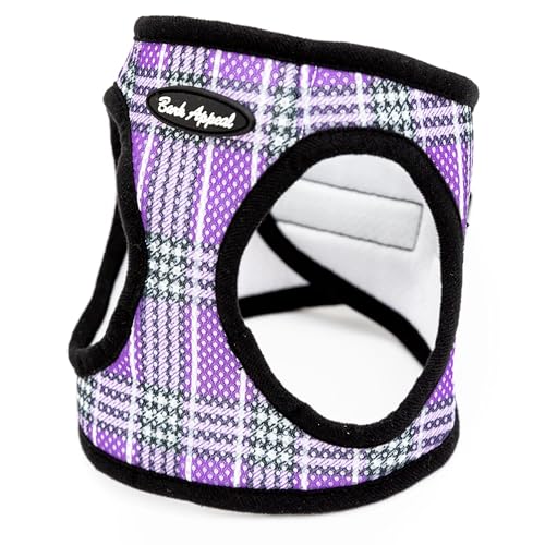 Bark Appeal Step-In Hundegeschirr, Mesh Step in Hundeweste Geschirr für kleine & mittelgroße Hunde, Nicht Ersticken mit verstellbarer Schwerlastschnalle für sicheren,(XL, Lavendel Plaid) von Bark Appeal