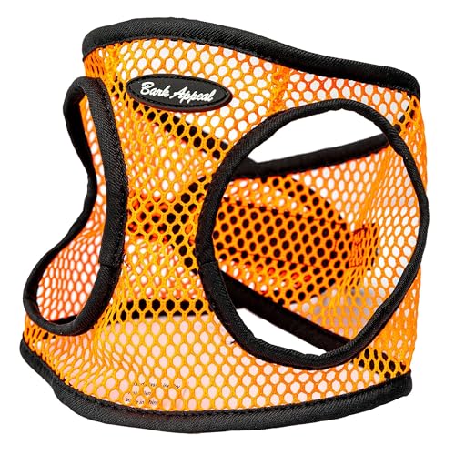 Bark Appeal Step-in Hundegeschirr, Mesh Step in Hundeweste Geschirr für Kleine & Mittlere Hunde, Nicht Ersticken mit Verstellbarer Schwerlastschnalle für Sicheren, Sicheren Sitz,(XL, Neonorange Netz) von Bark Appeal