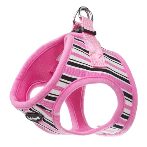 Bark Appeal Step-in Hundegeschirr, Mesh Step in Hundeweste Geschirr für Kleine & Mittlere Hunde, Nicht Ersticken mit Verstellbarer Schwerlastschnalle für Sicheren, Sicheren Sitz - (XL, Rosa Streifen) von Bark Appeal